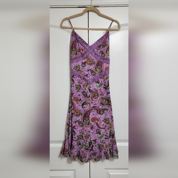 Bisou Bisou Dresses & Skirts - Vintage Bisou Bisou Multicolor Paisley Print Y2K Midi Slip Dress Size 4